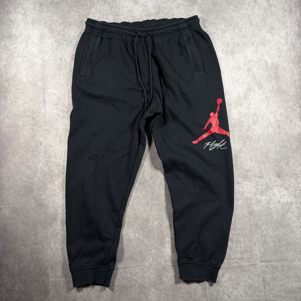 Jordan Flight Mens XL Black Red Jumpman Fleece Joggers Sweatpants